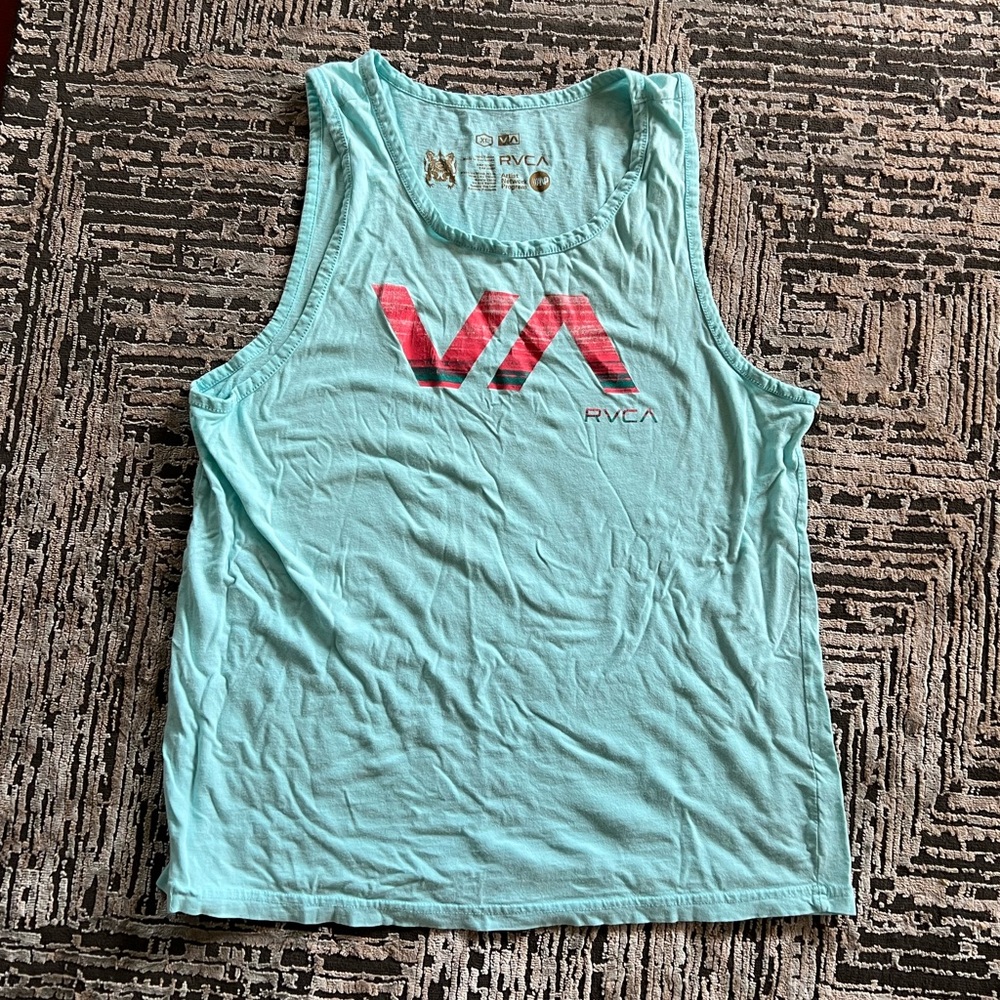 RVCA Teal Tank Top with Pink Graphic